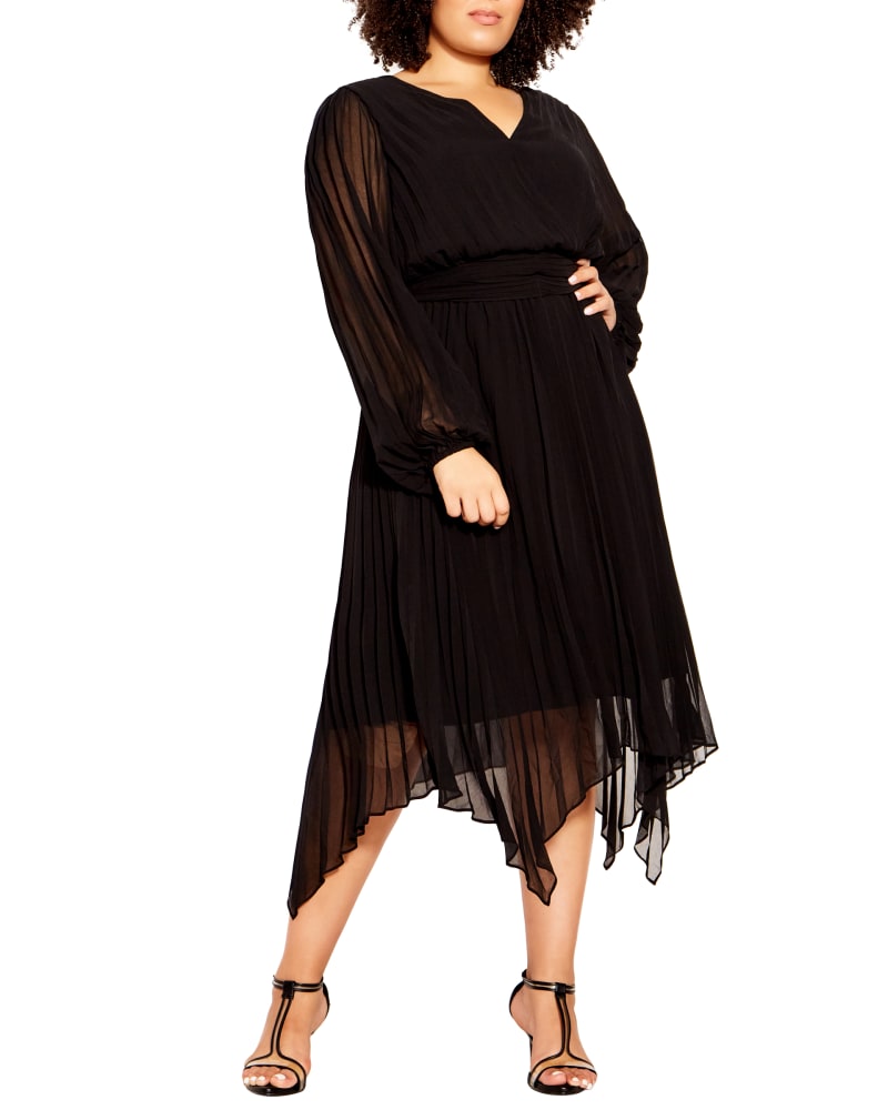 Front of a model wearing a size XS Romee Dress in Black by City Chic. | dia_product_style_image_id:233539